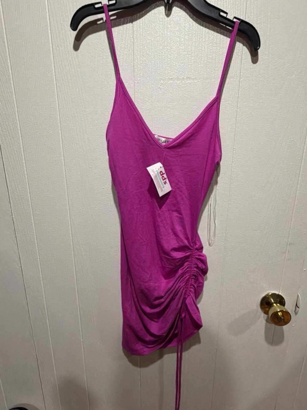 Women’s Fuchsia Ruched Spaghetti Strap Tank Top